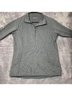 Sport-Tek Pullover Womens Small Gray 1/4 Zip Thumbhole Athletic Heathered Top